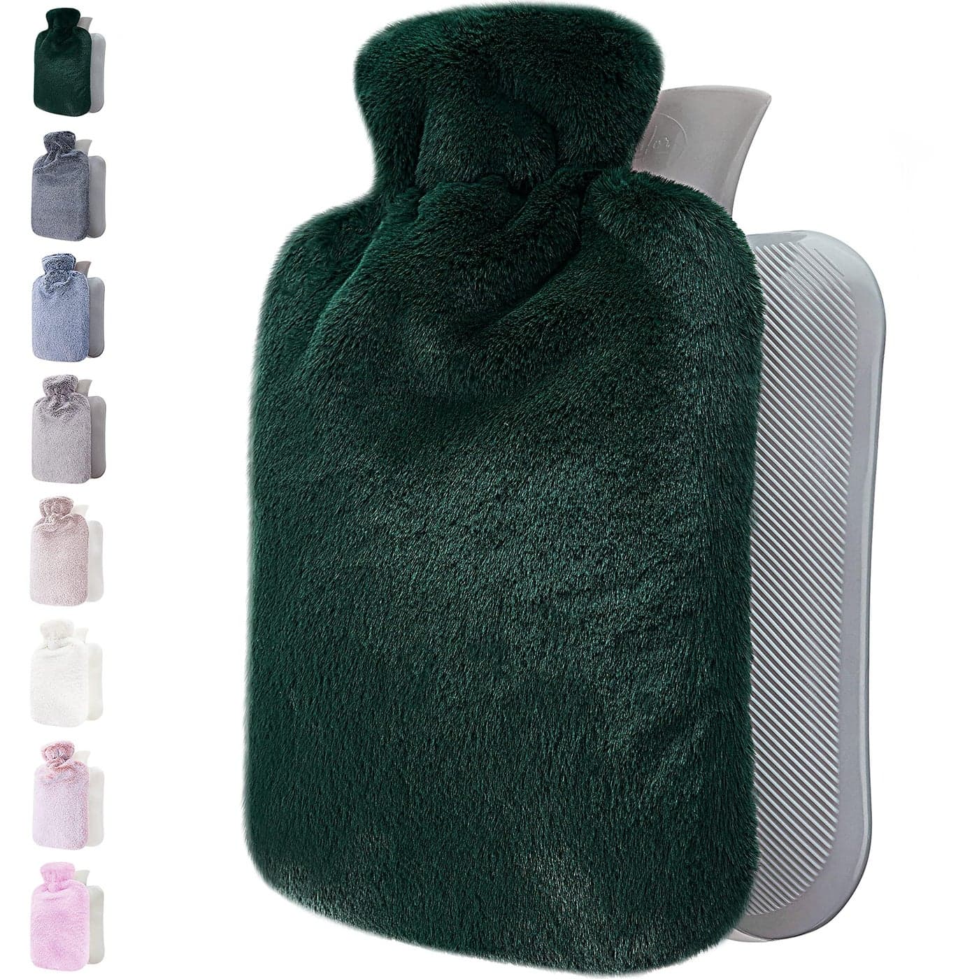Qomfor Hot Water Bottle with Soft Cover 18L Large Classic Hot Water Bag for Pain Relief Neck and Shoulders Feet Warmer Menstrual Cramps Hot and Cold Therapy Great Gift for Women Green