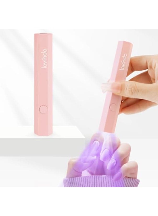 Lavinda Handheld UV Light for Gel Nails Mini Nail Lamp Portable Cordless Rechargeable UV Led Nail Lamp Nail Dryer for Fast Curing Gel Polish USB Flashlight for Home DIY Manicure