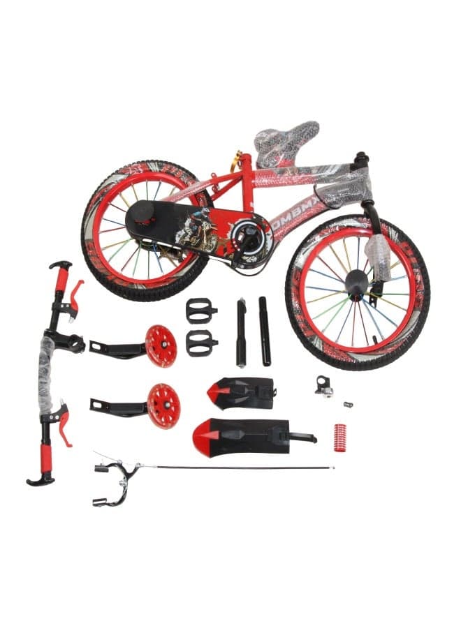 Red and black color children's bicycle (with auxiliary wheels) -16 inches, size 105x60cm, suitable for 4-8 years old(A9018-R16)