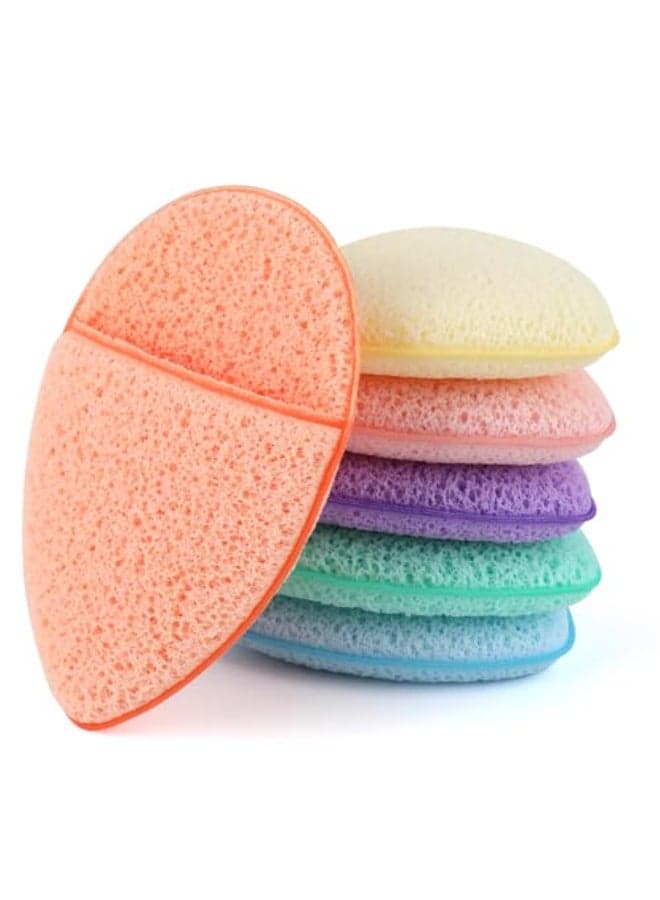 6Pcs Facial Sponges Set Cleansing Puff Colorful Facial Sponges for Face Wash Reusable Makeup Remover Exfoliating Pads for Daily Cleansing
