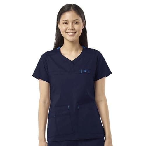 WonderWink Women's Wonderflex Patience Scrub Top, Navy, Small