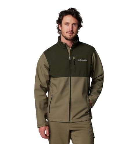Columbia Mens Ascender Softshell Full Zip Rain Jacket, Stone Green/Greenscape, X-Large