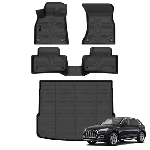 Auxko All Weather Floor Mats Cargo Mat Fit for Audi Q5 SQ5 (Include Sportback) 2024-2018 TPE Rubber Liners Set All Season Guard Odorless Anti-Slip Floor Mats Cargo Liner Black