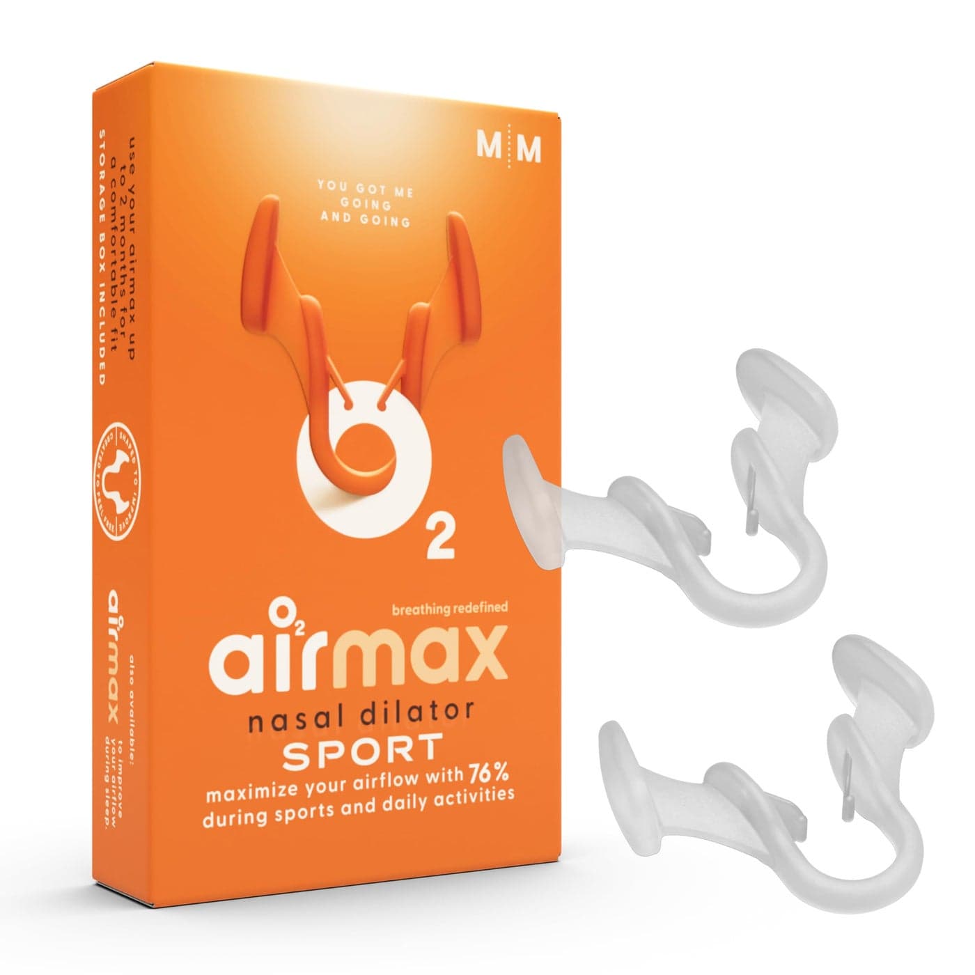 Airmax Unisex Sport Nasal Dilators Two-pack - Easy, Safe, and Comfortable Breathing Aid - Improves Airflow - Transparent - Medium