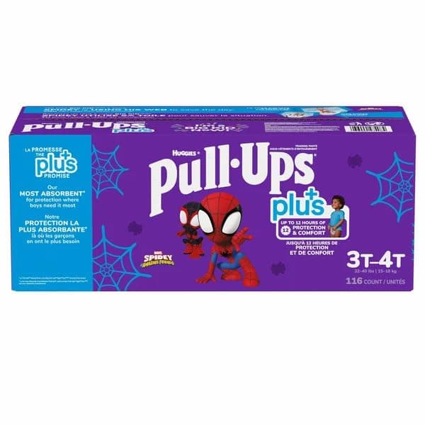 Huggies Pull-Ups Boys' Potty Training Pants, Size 3T-4T Training Underwear (32-40 lbs), 4 Packs 29 Per Pack 116 Count Total, Packaging May Vary Exclusive Spiderman Designs