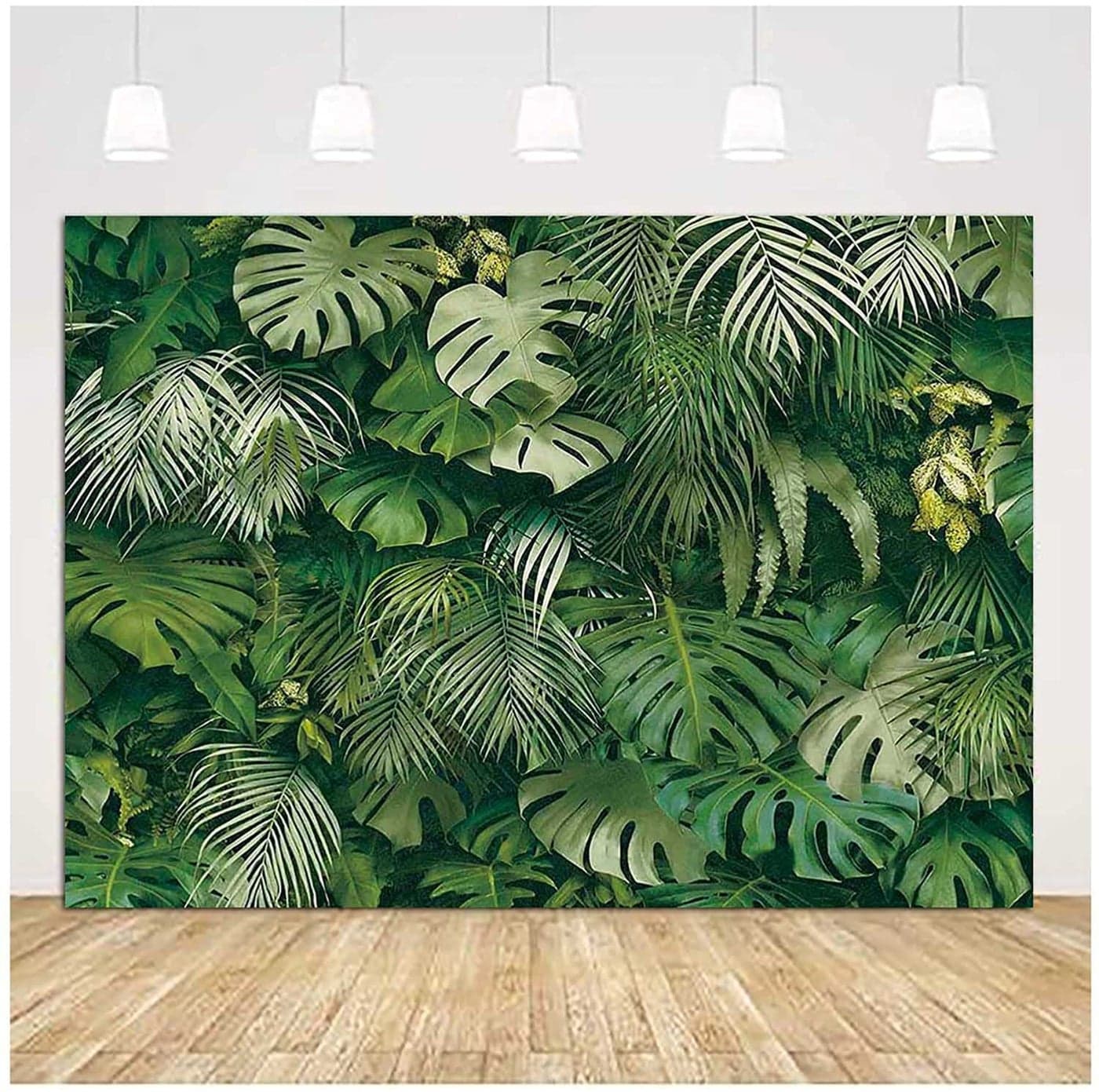 Fanghui Summer Green Tropical Palm Leaves Photography Backdrop 7 * 5ft Jungle Safari Plants Photo Background for Hawaiian Luau Party Decor Banner Birthday Baby Shower Palm Sunday Party Supplies