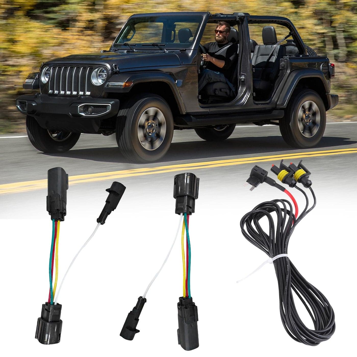 Headlight DRL Adapter Harness Kit Compatible with Jeep Wrangler JL 2018 2019 2020 2021 2022 Adapter WDRL 4th Wire Harness Plug N Play