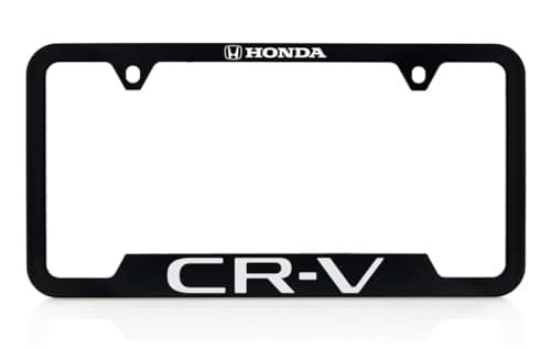 Honda CRV White UV Printed Black Plastic License Plate Frame