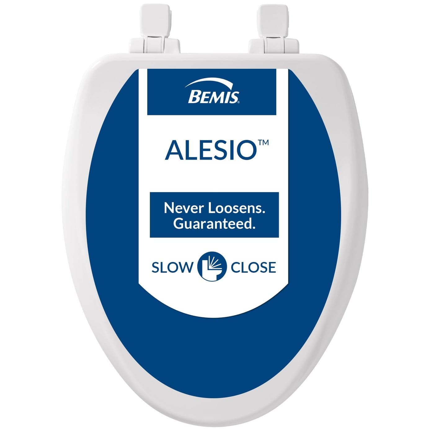 Bemis Alesio II Slow Close Toilet Seat Easy Clean Hinges and Adjustable Perfect Fit Wood Seat Made in USA Elongated White