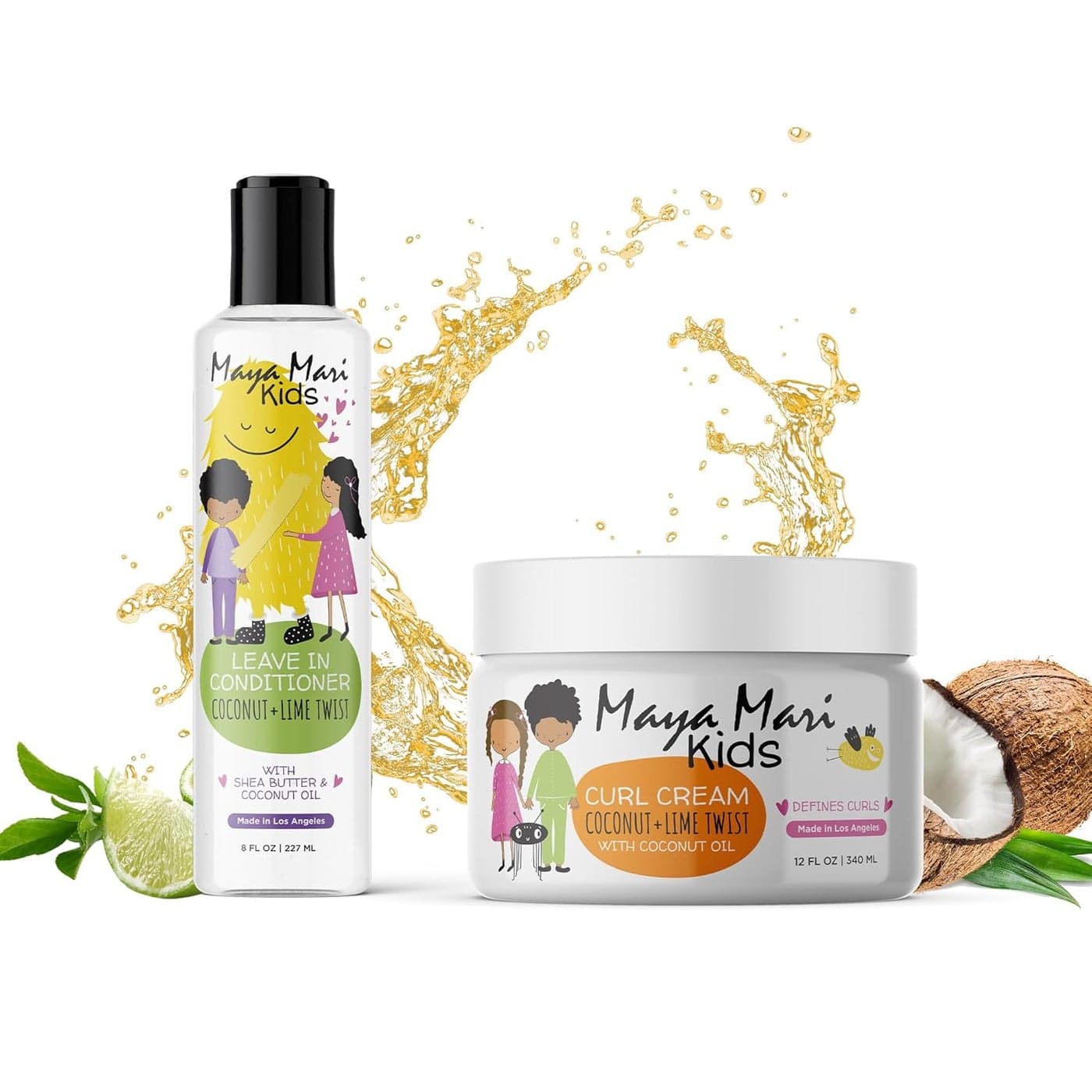 Kids Leave In Conditioner and Curl Cream Hair Detangler and Smoothing Treatment Set Curly Hair Products for Kids and Toddlers Sulfate Free Cruelty Free and Made in USA
