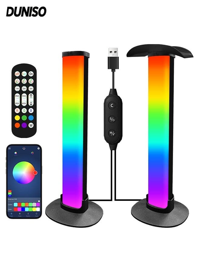 2 Pcs Smart Light Bars,Bluetooth Ambiance Color Light Bar with Remote Control + APP,Dimmable LED Light With Multi-Modes And Music Sync Modes