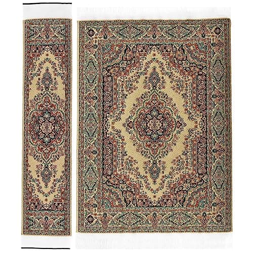 iLAND Miniature Dollhouse Accessories of Woven Dollhouse Rug 94 x 57 92 x 18 for Dollhouse Furniture on 112 Scale and Dolls 3 12 2pcs Admiration