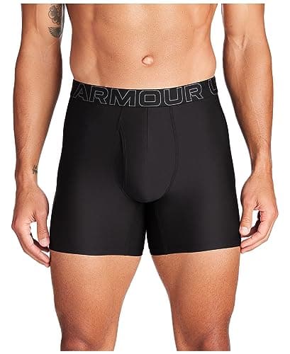 Under Armour Performance Tech Mesh Boxerjock 6in 3 Pack, Black Solid - Core 3 Pack, LG