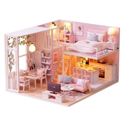 TuKIIE DIY Miniature Dollhouse Kit with Furniture 124 Scale Creative Room Mini Wooden Doll House Accessories Plus Dust Proof Music Movement for Kids Teens AdultsTranquil Life