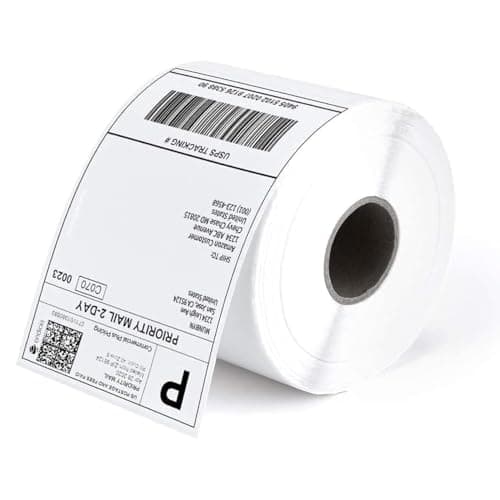 Paper Direct Thermal Barcode Labels Stickers, 1 Inch, Across 1 Up, 400 Labels in Roll (Off-White, 100 x 150 mm) (4x6) - 4 Rolls