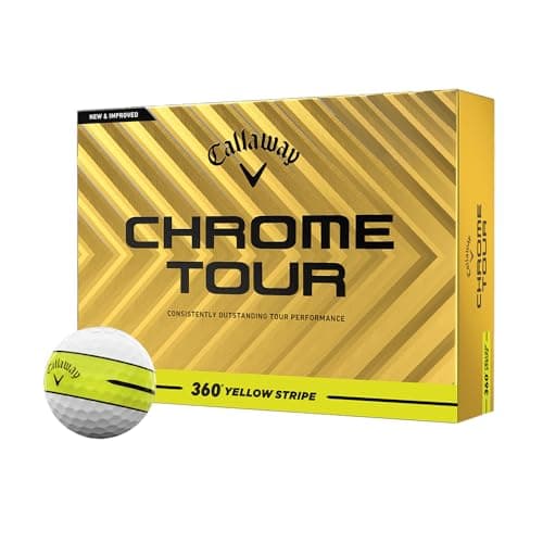 Callaway Golf Chrome Tour 360 Stripe Golf Ball Yellow
