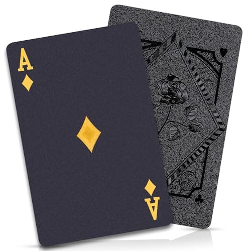 Playing Cards Waterproof Cards Plastic Playing Cards Deck of Cards Bulk Cool Black Poker Card Professional Set for Table Magic Pool Camping Party Game Standard Index Card Decks 4 Pack