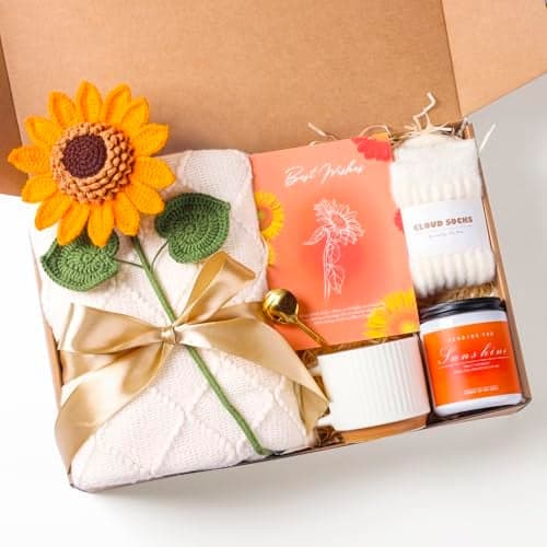 Mothers Day Gifts, Sunflower Birthday Gifts for Women, Care Package for Women, Birthday Box for Woman, Hug in A Box, Get Well Basket, Birthday Gift Set, Self Care Gift Basket for Mom Her Friend Sister
