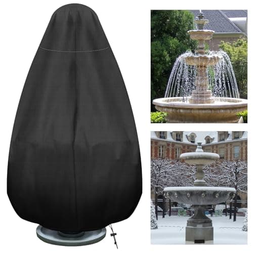 Svepndic 68Hx48D''Fountain Cover, 420D Oxford Cloth Garden Statue Cover,Fountain Protector with Drawstring Weather Resistant for Winter Outdoor Patio Fountain
