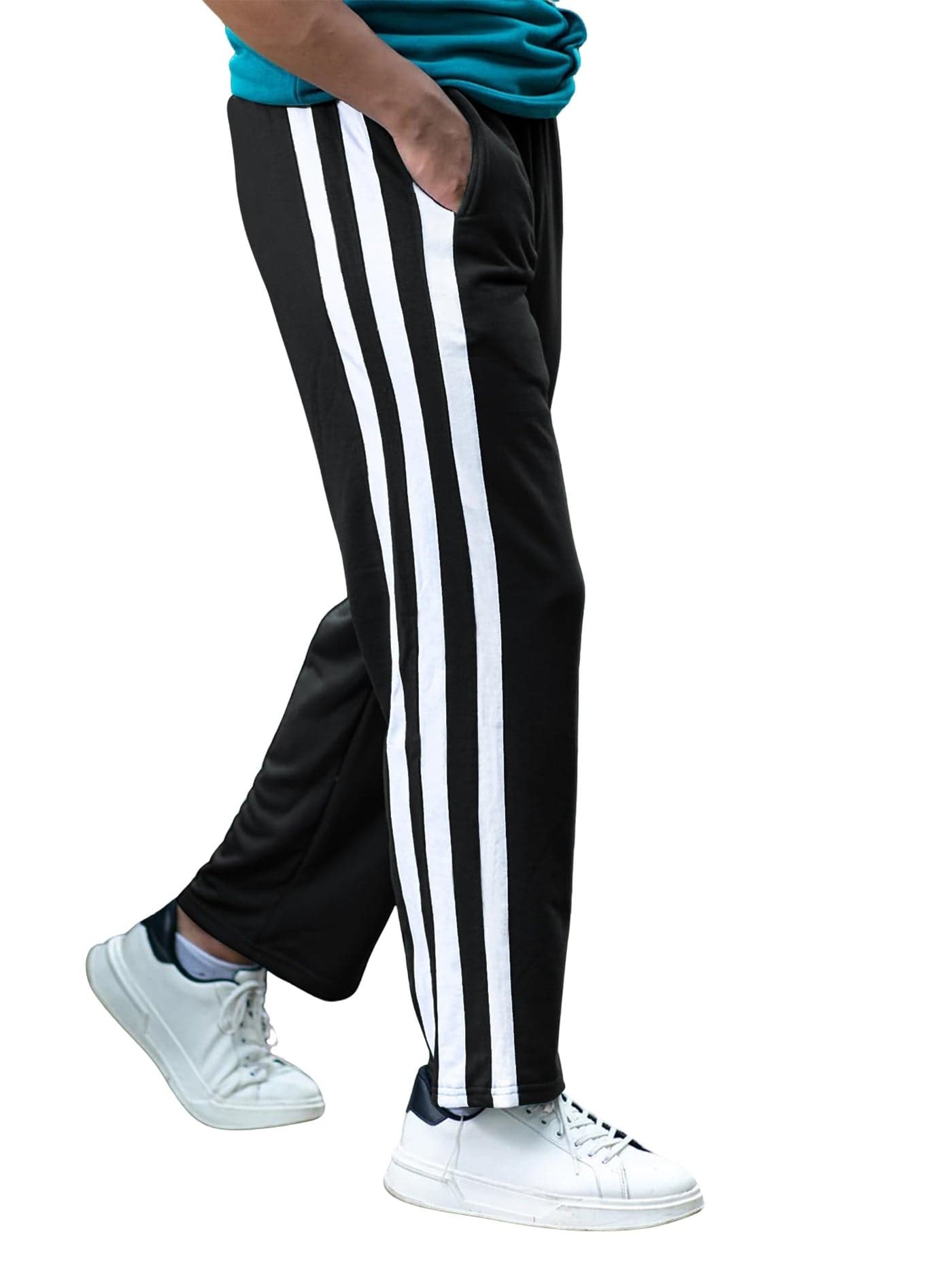 Jump Cuts Mens Color Block Black and White Polyester Side Pockets Cargo