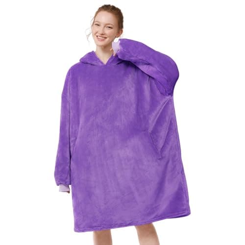 LetsFunny Blanket Hoodie,Oversized Wearable Sherpa Fleece Blanket Sweatshirt,Super Soft Warm Cozy with Giant Pocket,Gifts for Women Men Adults Teenagers Kids, One Size Fits All