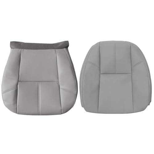 GXARTS Driver Or Passenger Side Bottom Lower and Top Lean Back Replacement Leather Seat Cover Light Titanium Gray #833 Fit for Chevy Silverado Avalanche Suburban Tahoe GMC Sierra Yukon 2007-2014