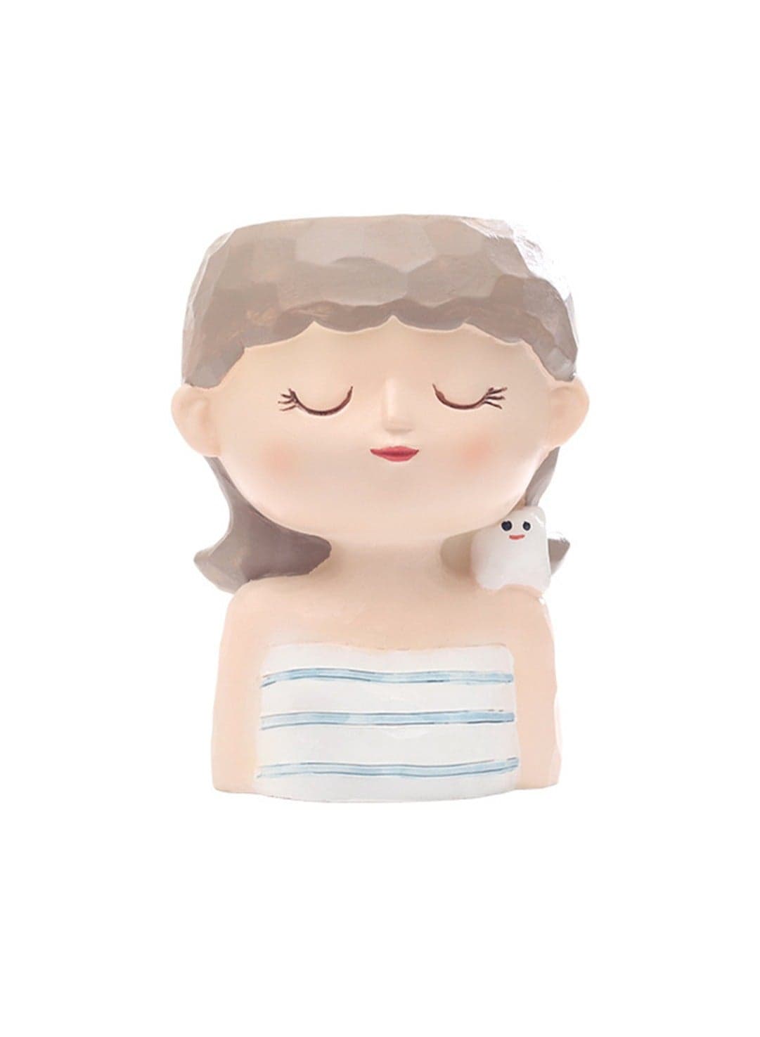 Desktop Cute Little Girl Balcony Garden Resin Fleshy Flower Pot Creative Gardening Decoration Potted Flower (Cat Girl)