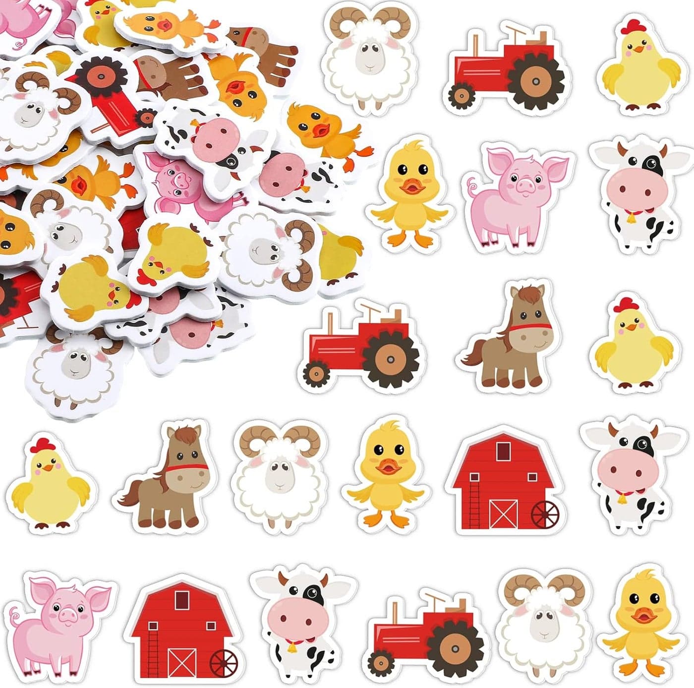 Sureio 500 Pack Farm Animal Foam Stickers Cute Farm Themed Classroom Self Adhesive DIY Animal Confetti Stickers for Kids Classroom Birthday Party Supplies Decor