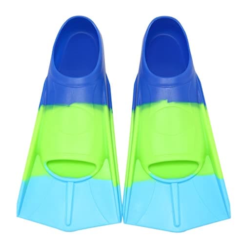 Fanwill Kids Swim Fins,Short Comfortable Flippers for Lap Swimming and Training for Children,Girls,Boys ,Beginners(Blue/Green/SkyBlue, M)
