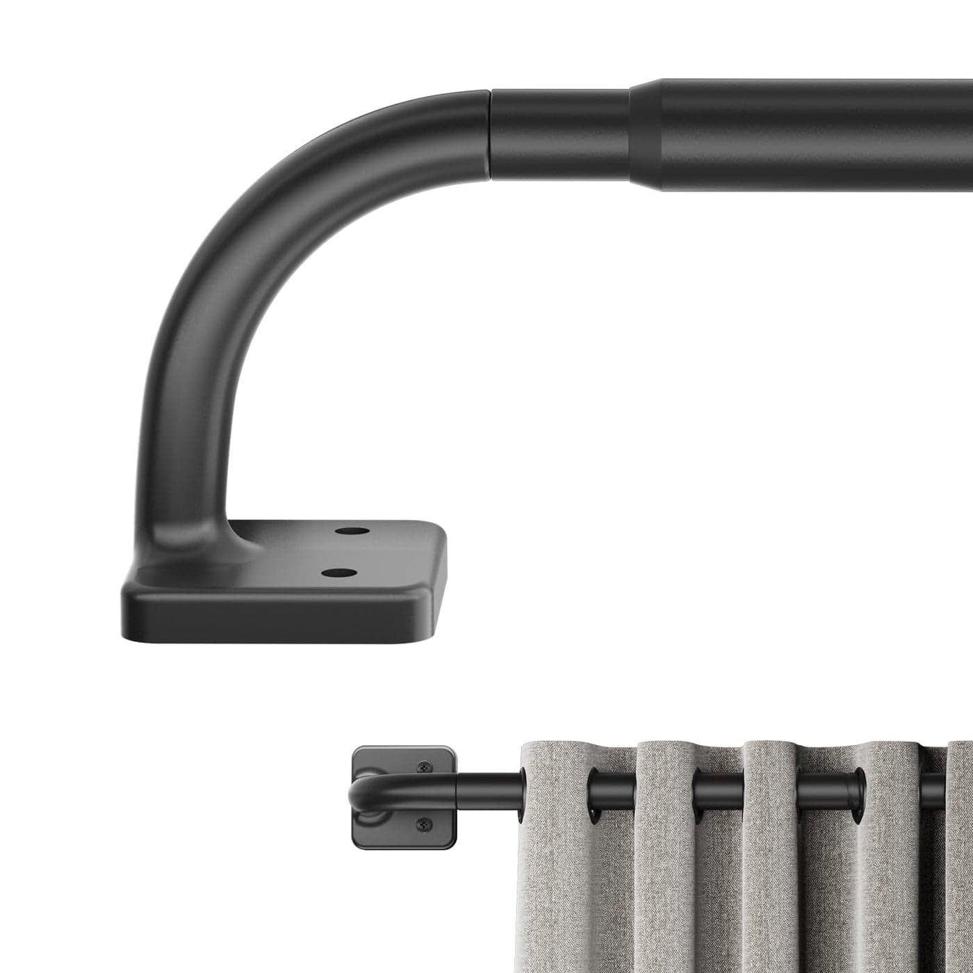 Curtain Rods for Windows 36 to 60 inch 58 Blackout Wrap Around Curtain Rod Telescoping Adjustable for Sliding Door Bedroom Kitchen RV Black 3663
