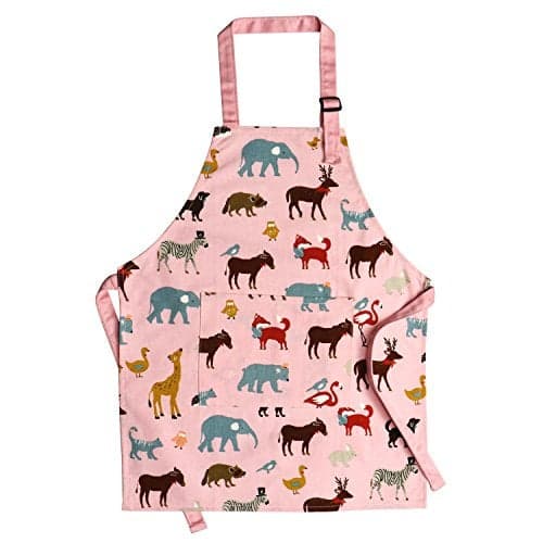 Jennice House Children Aprons Pure Cotton Canvas Kids Aprons with Adjustable Neck Strap and Pocket Cute Pink Child Chef Aprons for Boys and Girls Cooking Baking Painting Aprons in 2 Sizes Pink S