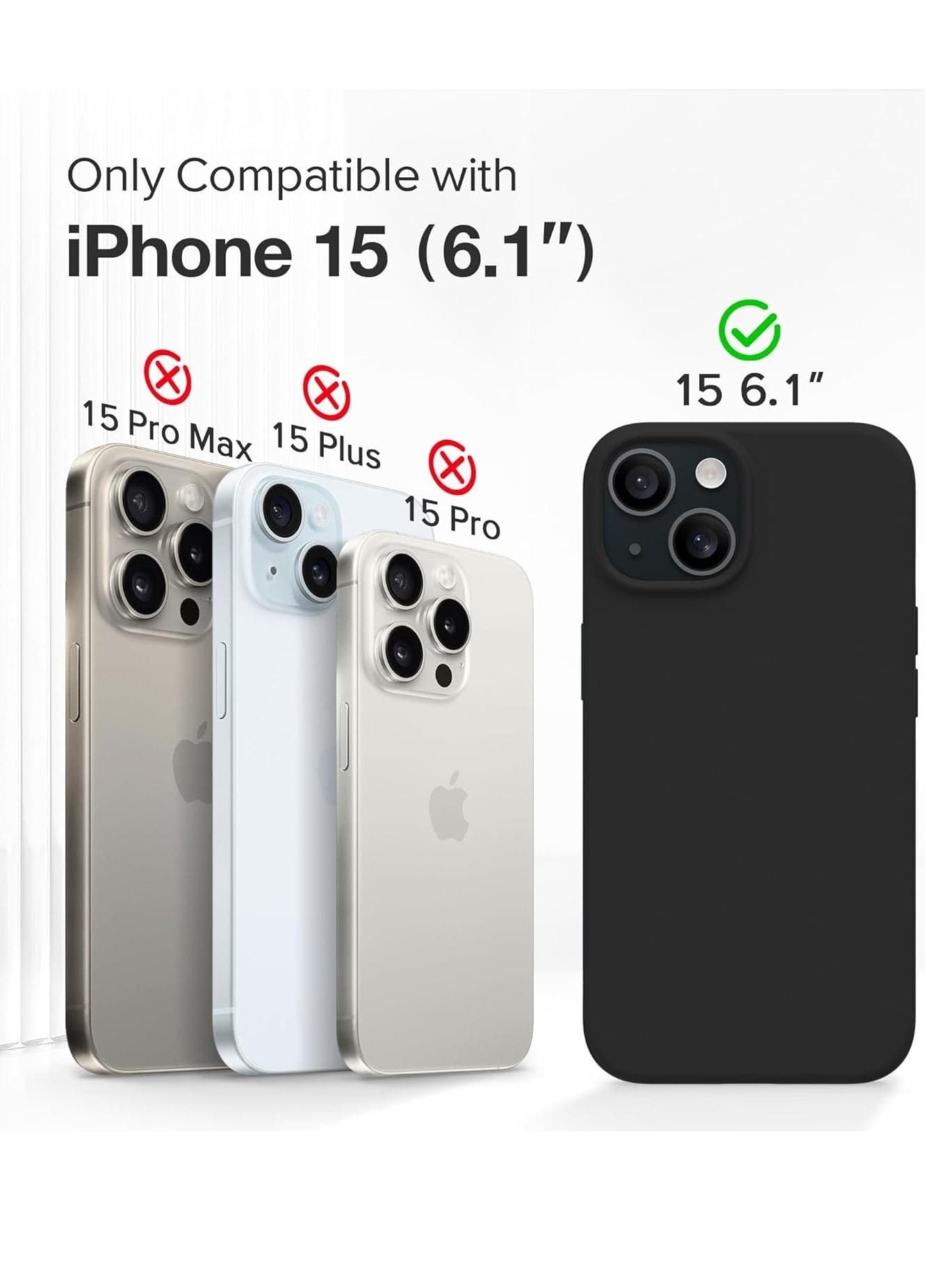 ELTRAZONE 5-in-1 Magnetic iPhone 15 Case – Black, Slim Skin-Like Silicone, MagSafe-Compatible with 2x Screen Protectors and Camera Lens Protectors