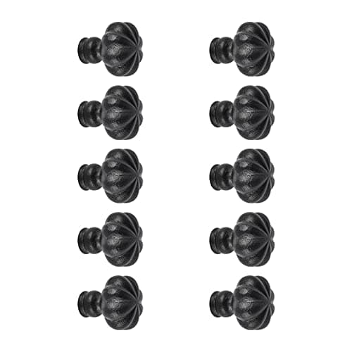 Renovators Supply Manufacturing Wrought Iron Floral Mission Cabinet Hardware Knobs Black 15 Dia Set of 10