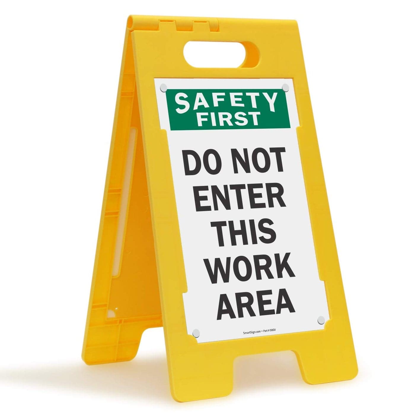 SmartSign 25 x 12 inch Safety First Do Not Enter This Work Area TwoSided Folding Floor Sign Digitally Printed Polypropylene Plastic Multicolor Made in USA