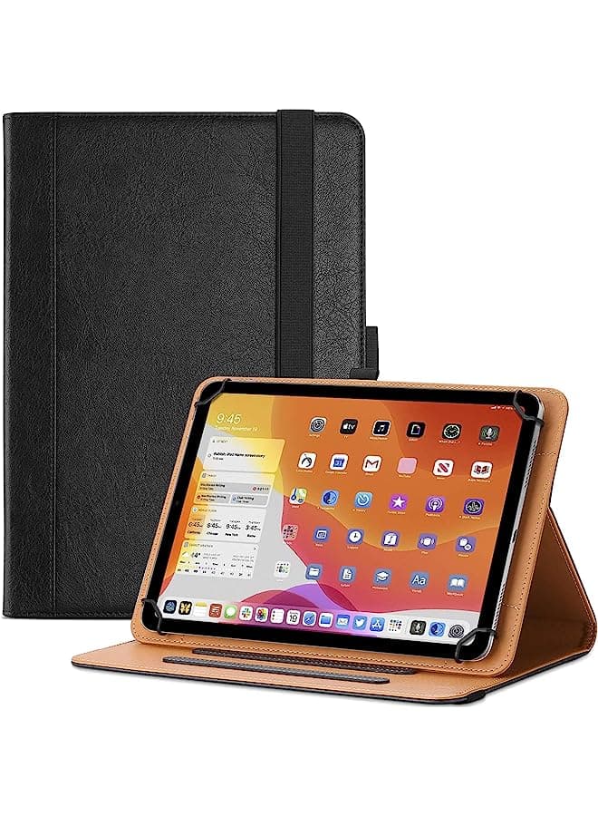9-10.9 Inch Universal Tablet Case, Pu Leather Stand Folio Universal Protective Cover For 9"-10.9" Tablet, With Elastic Adjustable Band And Pencil Holder –Black