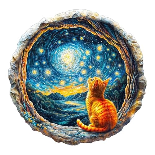 Jigfoxy Wooden Puzzles for Adults Starry Night Wood Puzzle for Adults Unique AnimalShaped Wooden Jigsaw Puzzle Christmas Thanksgiving Gifts for Family and Friends L134 132in275pcs