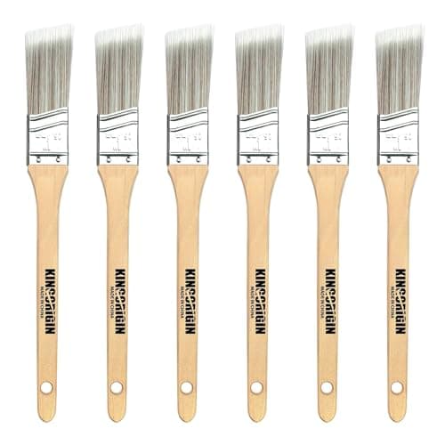 King Origin 6 Pcs Paint Brushes, 1 Inch Angled Paint Brush - Wood Handle, Thick & Dense Bristles for Smooth Finish, Small Paint Brush for Painting Walls, Trim, Art & Craft