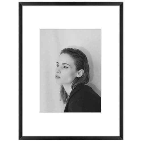 Golden State Art - 9x12 Aluminum Picture Frame - with Mat for 6x8 Photo or Without Mat for 9 x 12 Photo - Real Glass Cover - Simple and Elegant Decor for Wall Mounting - 1 Pack - Black