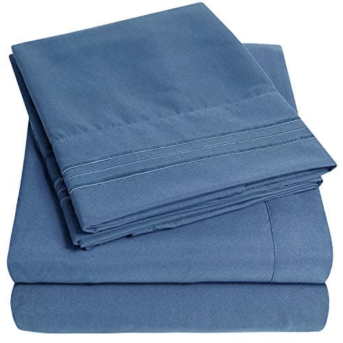 1500 Supreme Collection King Sheet Sets Denim Blue - Luxury Hotel Bed Sheets and Pillowcase Set for King Mattress - Extra Soft, Elastic Corner Straps, Deep Pocket Sheets, King Denim Blue