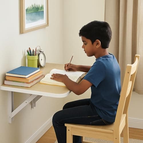 Heartily® 23.5 * 15.5 Inch Wall Mounted Folding Table | Compact Multipurpose Foldable Table with Strong Metal Bracket | 17 mm Thick | Study, Kitchen, Bedside, Utility Use (23.5 * 15.5 inches)