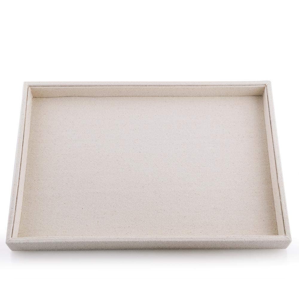 Oirlv linen Jewelry Display Trays Stackable Necklace Bracelet Ring Showcase Display Empty PlatePack of 1