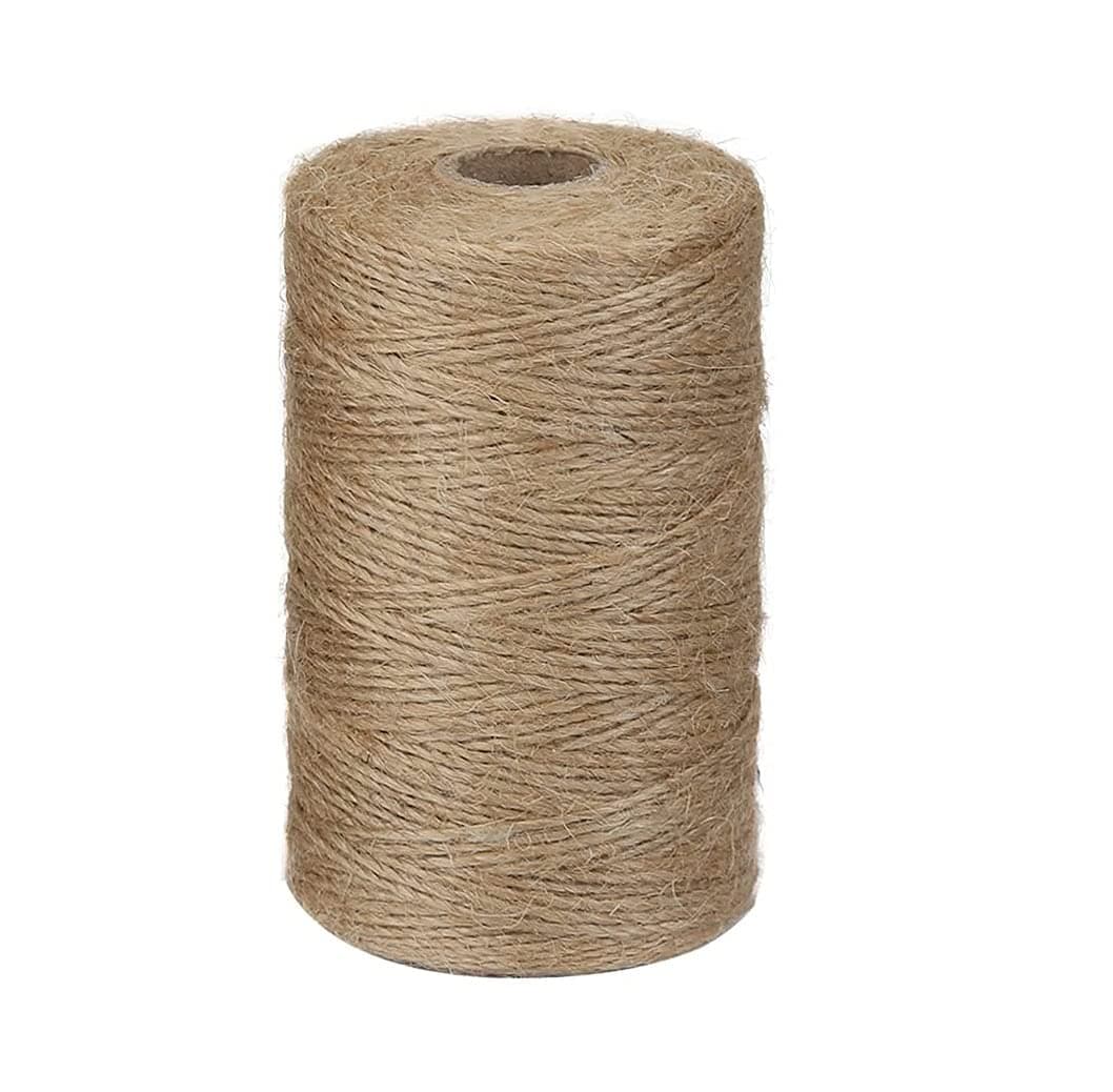 ecofynd 200 Meters Natural Jute Cord, Best Thread Material Rope for Wall Hanging, Plant Hanger, Craft Projects, Gifts Wrapping DIY Garden Art (2mm)
