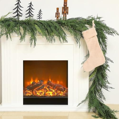 Jutom 1 PCS Christmas Cedar Garland 6 ft Classic Green Realistic Soft Artificial Faux Cedar Pine Garland Decoration for Home Mantel Stairs Holiday Party Winter Decor