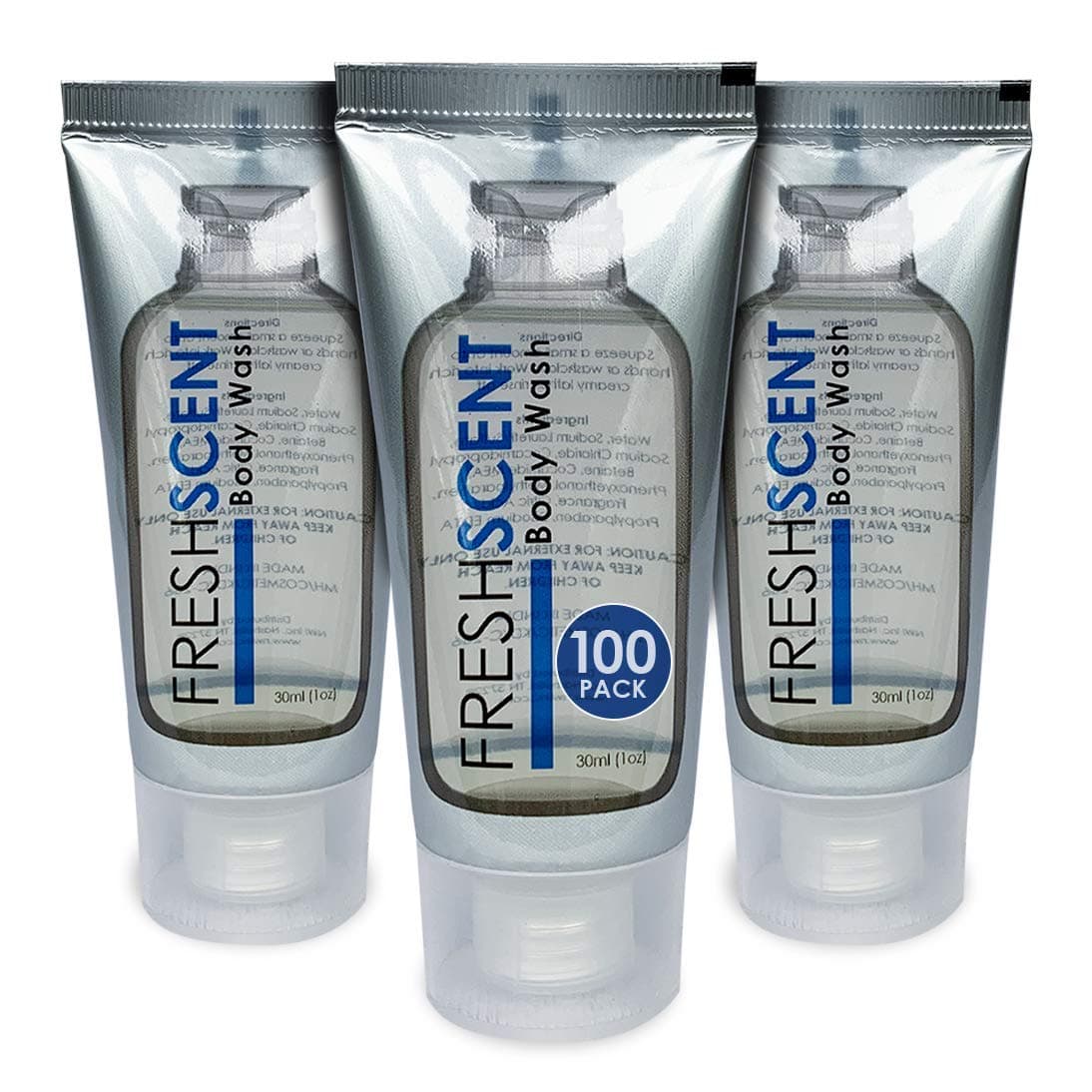Freshscent Body Wash 1oz 100 Pack Hotel Travel Size Bulk Amenities and Toiletries for Hospitality