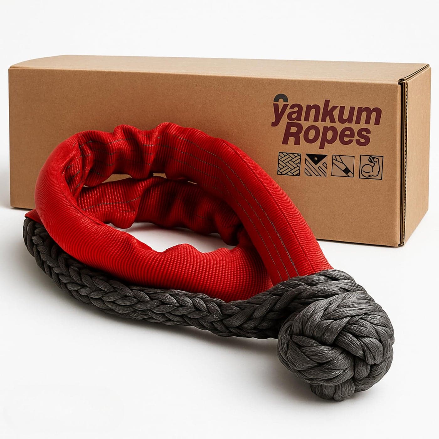 Yankum 716 Soft Shackle with Red Chafe Sleeve Synthetic Recovery Kit Heavy Duty Tow Shackle Soft Shackles for Towing OffRoad Recovery Gear Made in USA
