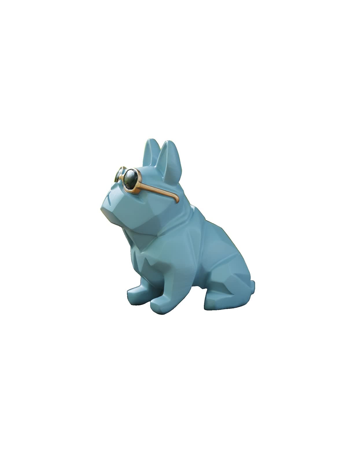 Rmdusk Unique Mini Geometric Dog Doggy Bulldog Figurine with Sunglasses Blue Animal Statues Home Garden Bar Dcor Ornament