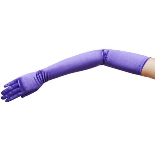 ZaZa Bridal 23.5" Long Shiny Stretch Satin Dress Gloves Opera Length-Purple
