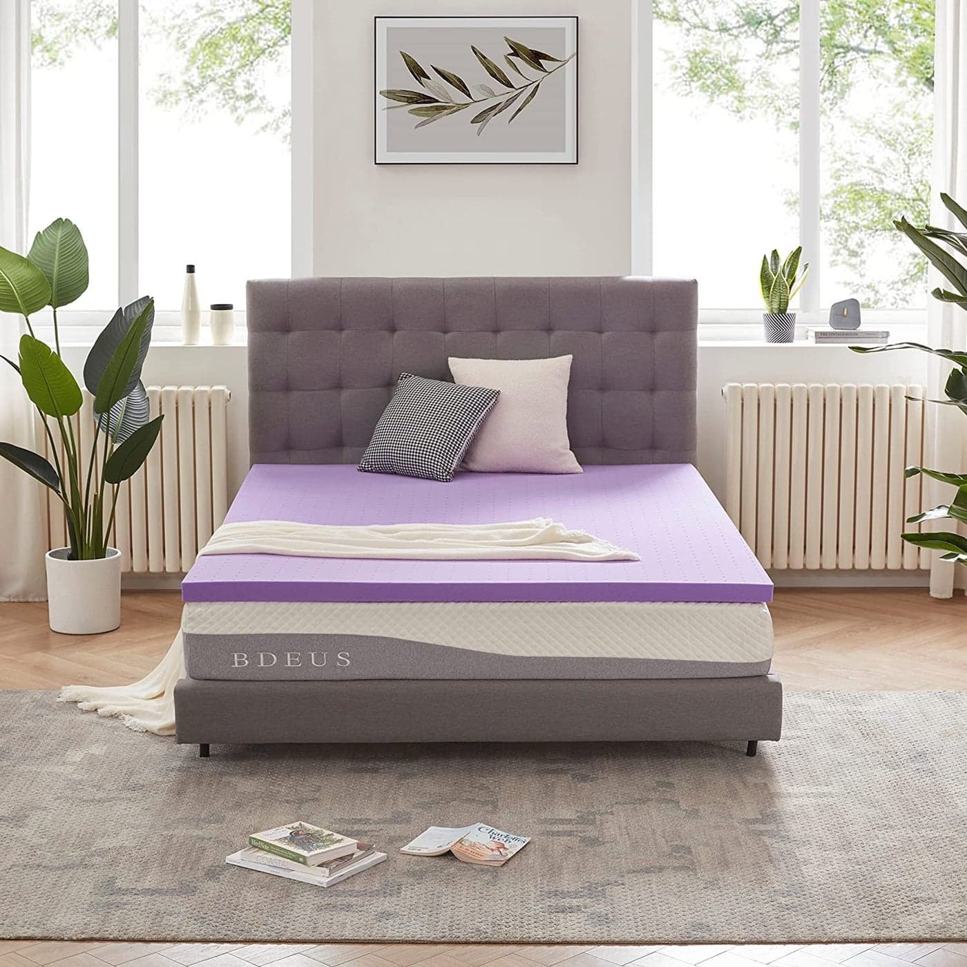 SINWEEK 15 Inch Gel Memory Foam Mattress Topper Ventilated Soft Pressure Relieve Mattress Pad Breathable Bed Topper CertiPURUS Certified Queen Size