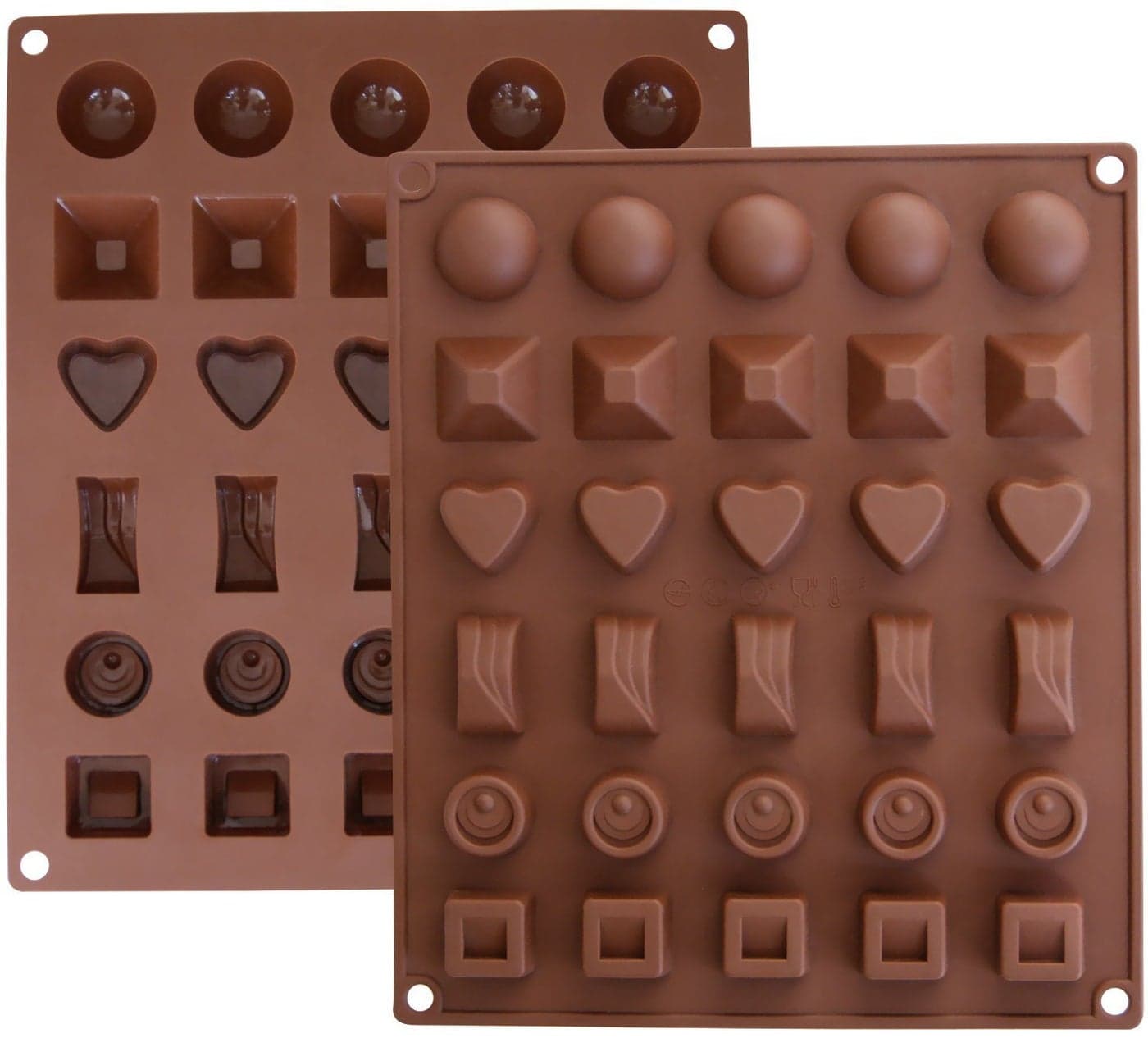 Inditradition Silicone 6 Designs Chocolate Candy and Ice Mould, 30 Slots, Brown, Standard Size - 1 Piece