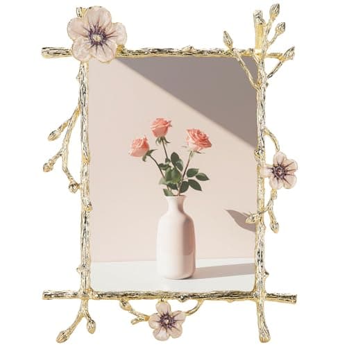 Goutangen Pink 5x7 Picture Frame Metal Decor Ornate Gold Photo Frames with High Definition Glass Front Art Decor Tabletop Display, Gifts Ideas for Women, Horizontally & Vertically